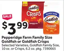 Stop&Shop Pepperidge Farm Family Size Goldfish or Goldfish Crisps offer