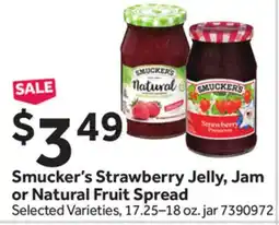 Stop&Shop SMUCKER'S STRAWBERRY JELLY, JAM OR NATURAL FRUIT SPREAD offer