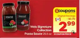 Weis Markets Weis Signature Collection Pasta Sauce offer
