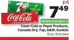 Weis Markets Coca-Cola or Pepsi Products, Canada Dry, 7up, A&W, Sunkist offer