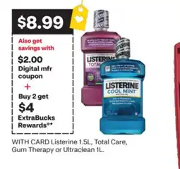 CVS Listerine 1.5L, Total Care, Gum Therapy or Ultraclean 1L offer