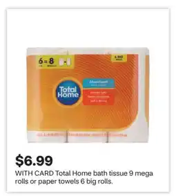 CVS Total Home bath tissue 9 mega rolls or paper towels 6 big rolls offer