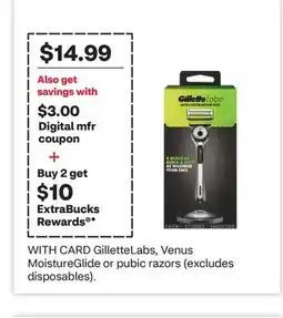 CVS GilletteLabs, Venus MoistureGlide or pubic razors offer