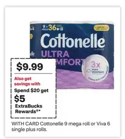 CVS Cottonelle 9 mega roll or Viva 6 single plus rolls offer