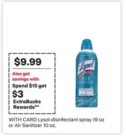 CVS Lysol disinfectant spray 19 oz or Air Sanitizer 10 oz offer