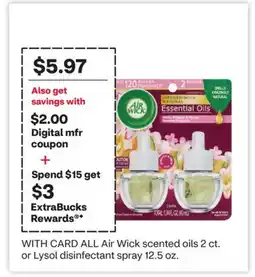 CVS ALL Air Wick scented oils 2 ct. or Lysol disinfectant spray 12.5 oz offer