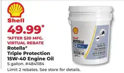 Runnings Shell Rotella Triple Protection 15W-40 Engine Oil offer