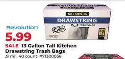 Runnings Revolution 13 Gallon Tall Kitchen Drawstring Trash Bags offer