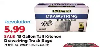 Runnings Revolution 13 Gallon Tall Kitchen Drawstring Trash Bags offer