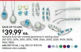 JC Penney Genuine & Or Lab-crated Gemstone In Sterling Silver offer