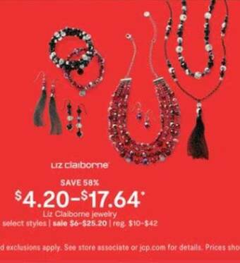 JC Penney Liz Claiborne Jewelry offer