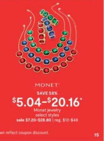 JC Penney Monet Jewelry offer