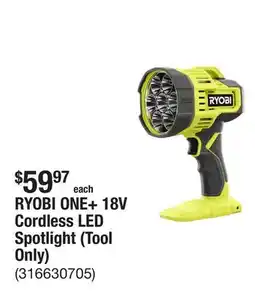 The Home Depot RYOBI ONE+ 18V Cordless LED Spotlight (Tool Only) offer