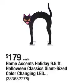 The Home Depot Home Accents Holiday 9.5 ft. Halloween Classics Giant-Sized Color Changing LED Black Cat Archway H40 offer