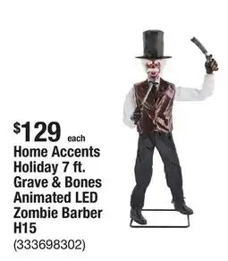 The Home Depot Home Accents Holiday 7 ft. Grave & Bones Animated LED Zombie Barber H15 offer
