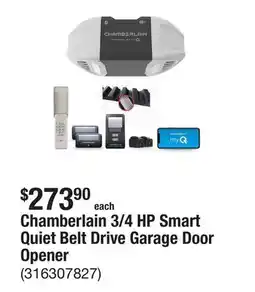 The Home Depot Chamberlain 3/4 HP Smart Quiet Belt Drive Garage Door Opener offer