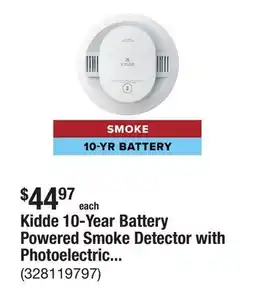 The Home Depot Kidde 10-Year Battery Powered Smoke Detector with Photoelectric Sensor and Voice Alerts 21033065 offer