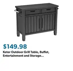 Sam's Club Keter Outdoor Grill Table, Buffet, Entertainment and Storage Cabinet w/ Drawers, Graphite Gray offer
