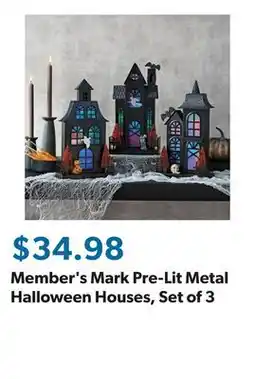 Sam's Club Member's Mark Pre-Lit Metal Halloween Houses, Set of 3 offer