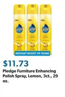 Sam's Club Pledge Furniture Enhancing Polish Spray, Lemon, 3ct., 29 oz offer
