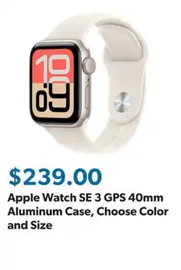 Sam's Club Apple Watch SE 3 GPS 40mm Aluminum Case, Choose Color and Size offer