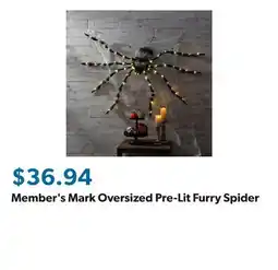 Sam's Club Member's Mark Oversized Pre-Lit Furry Spider offer