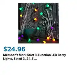 Sam's Club Member's Mark 50ct 8-Function LED Berry Lights, Set of 3, 24.5' Lighted Length Each offer
