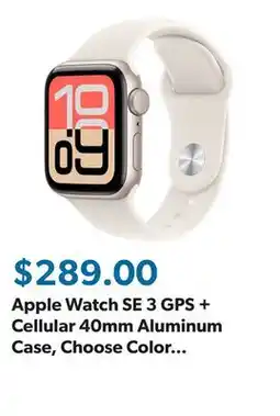 Sam's Club Apple Watch SE 3 GPS + Cellular 40mm Aluminum Case, Choose Color and Size offer