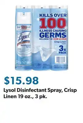 Sam's Club Lysol Disinfectant Spray, Crisp Linen 19 oz., 3 pk offer
