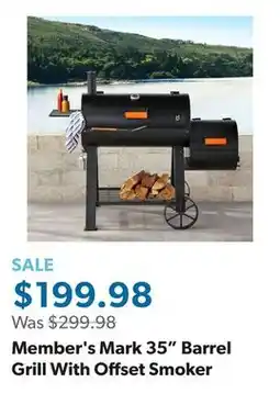 Sam's Club Member's Mark 35 Barrel Grill With Offset Smoker offer