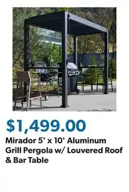Sam's Club Mirador 5' x 10' Aluminum Grill Pergola w/ Louvered Roof & Bar Table offer