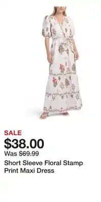 TJ Maxx Short Sleeve Floral Stamp Print Maxi Dress offer