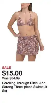 TJ Maxx Scrolling Through Bikini And Sarong Three-piece Swimsuit Set offer