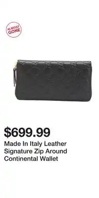 TJ Maxx Made In Italy Leather Signature Zip Around Continental Wallet offer