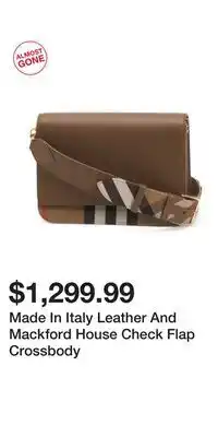 TJ Maxx Made In Italy Leather And Mackford House Check Flap Crossbody offer