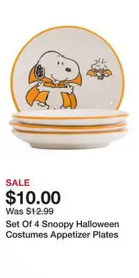 TJ Maxx Set Of 4 Snoopy Halloween Costumes Appetizer Plates offer