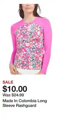 TJ Maxx Made In Colombia Long Sleeve Rashguard offer