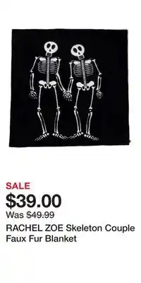 TJ Maxx RACHEL ZOE Skeleton Couple Faux Fur Blanket offer