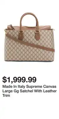 TJ Maxx Made In Italy Supreme Canvas Large Gg Satchel With Leather Trim offer