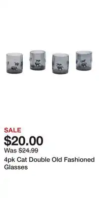 TJ Maxx 4pk Cat Double Old Fashioned Glasses offer