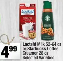 Super King Markets Lactaid milk or starbucks coffee creamer offer