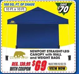 Big 5 Golden Bear Newport 10'x10' Straight-Leg Canopy with Wall offer