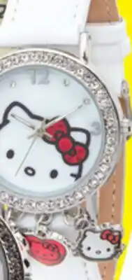 Big 5 HELLO KITTY Women's White Croco Strap Watch with 3 Hanging Charms offer