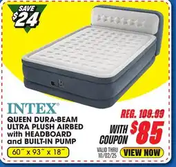 Big 5 Intex Queen 18 Dura-Beam Ultra Plush Airbed with Headboard and Built-In Pump offer