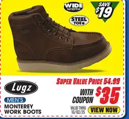 Big 5 Lugz Monterey Steel Toe Men's Wide Work Boots offer
