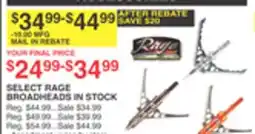 Dunham's Sports SELECT RAGE BROADHEADS IN STOCK offer