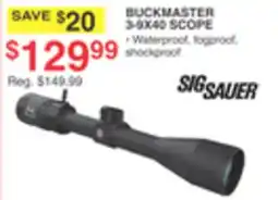 Dunham's Sports BUCKMASTER 3-9X40 SCOPE offer