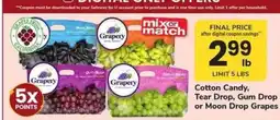 Safeway Cotton Candy, Tear Drop, Gum Drop or Moon Drop Grapes offer