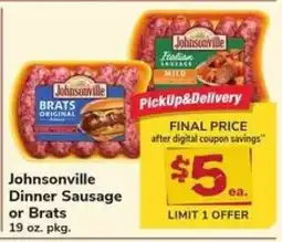 Safeway Johnsonville Dinner Sausage or Brats offer