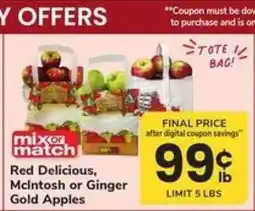 Safeway Red Delicious, McIntosh or Ginger Gold Apples offer